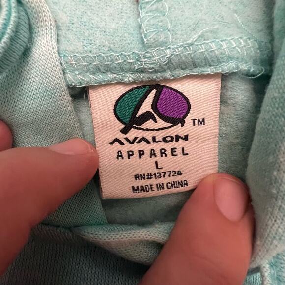Avalon Apparel Clearwater Beach Florida Lightweight Mint Green Grey Hoodie L - Picture 6 of 9